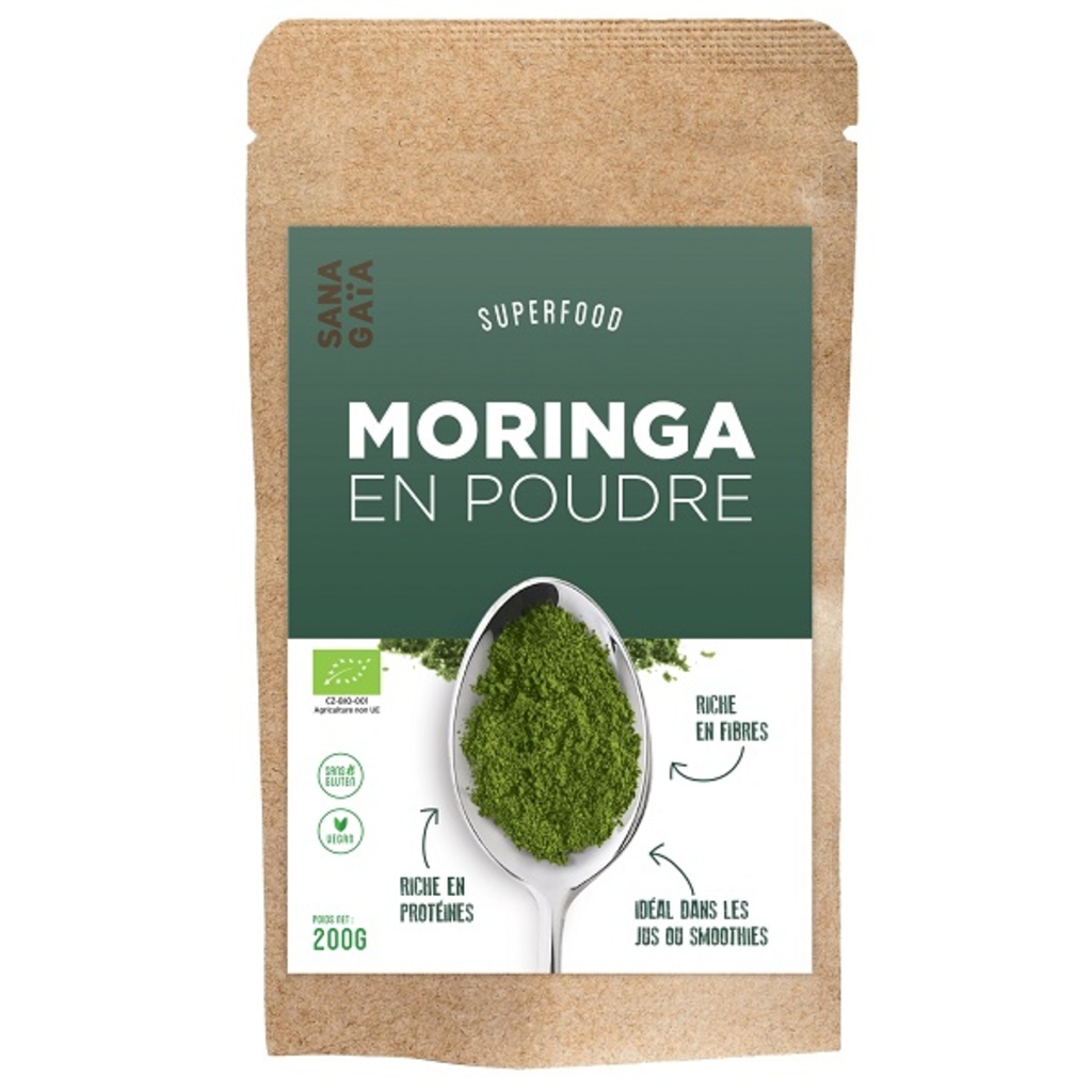 Moringa en poudre bio, Superfood Sana Gaïa by Onatera 200g
