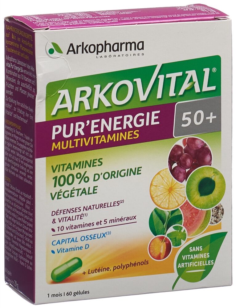 ArkoVital Pur'Energie <b>"Multivitamines 100 % d'origine végétale"</b>, Formule +50ans – Image 2