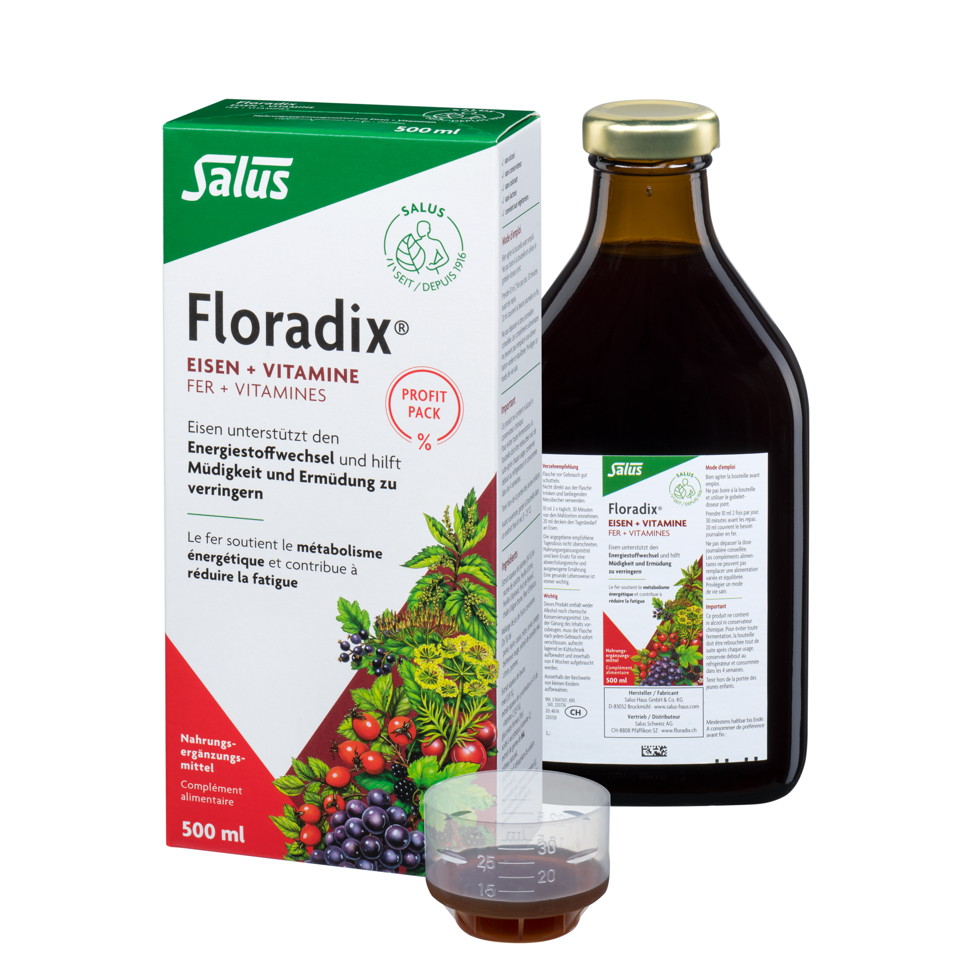 Boisson Salus Floradix Fer+Vitamine, liquide 500 ml