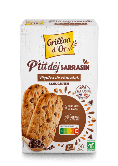 Grillon d'Or, Biscuits P'tit Déj Sarrasin Pépites de Chocolat 150g, Sans Gluten
