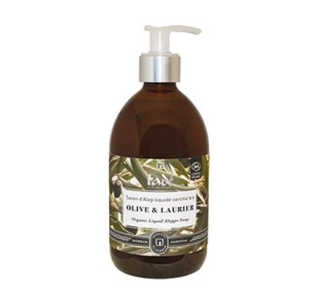 TADÉ Savon d'Alep liquide bio, aux huiles d'olive et de laurier 25%, 500 ml