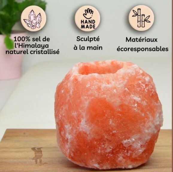 Bougeoir en Cristal de Sel Himalaya Rock 500g