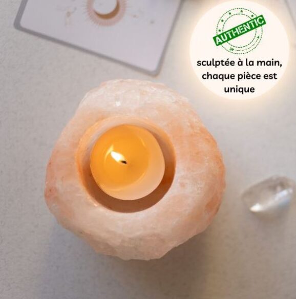 Bougeoir en Cristal de Sel Himalaya Rock 500g – Image 2