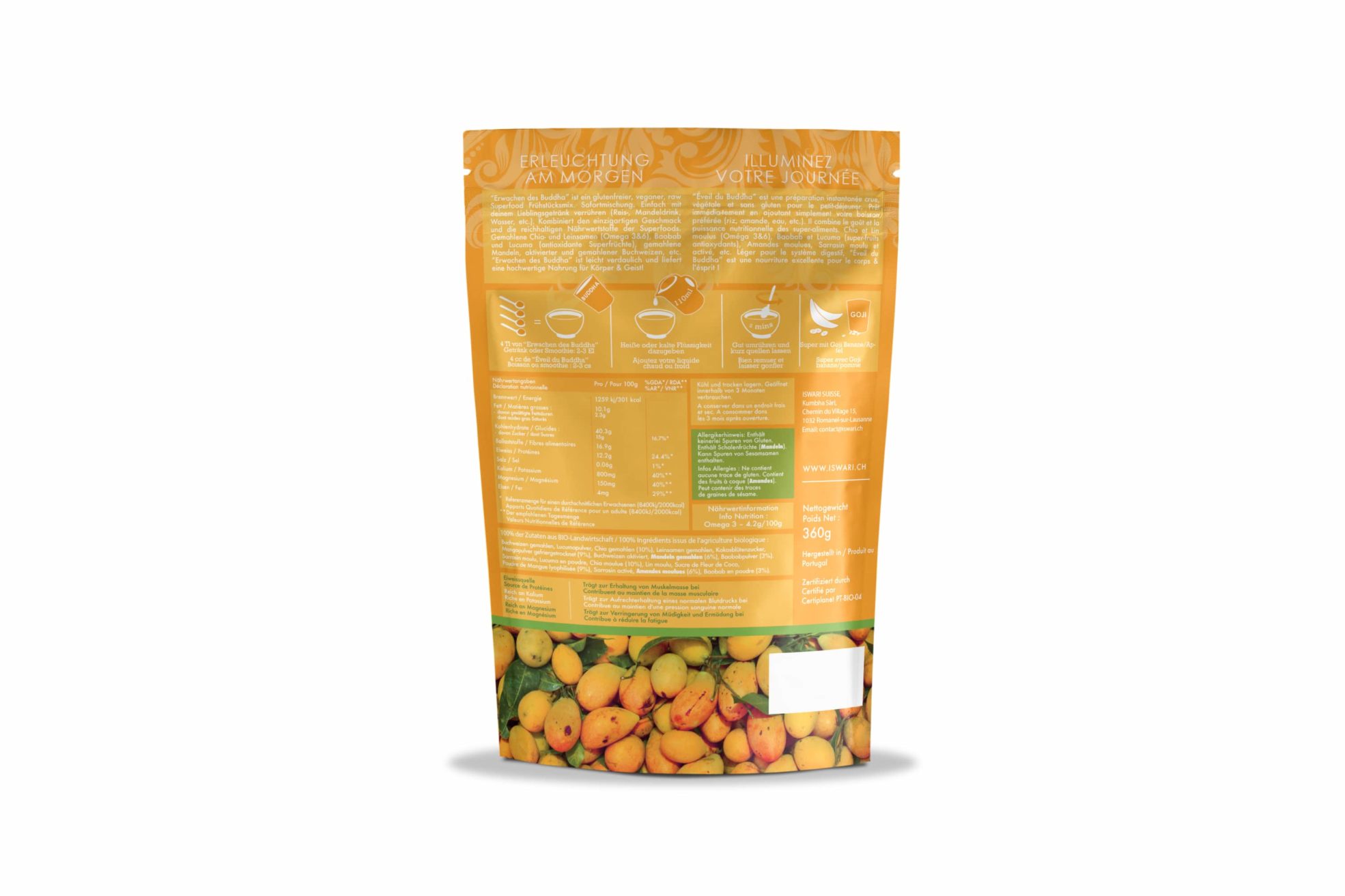 Iswari Super Petit Déjeuner Mangue et Baobab BIO, 360gr – Image 2