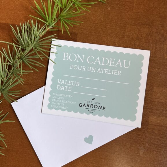 BONS CADEAUX POUR UN ATELIER à faire valoir en magasin ou sur le site