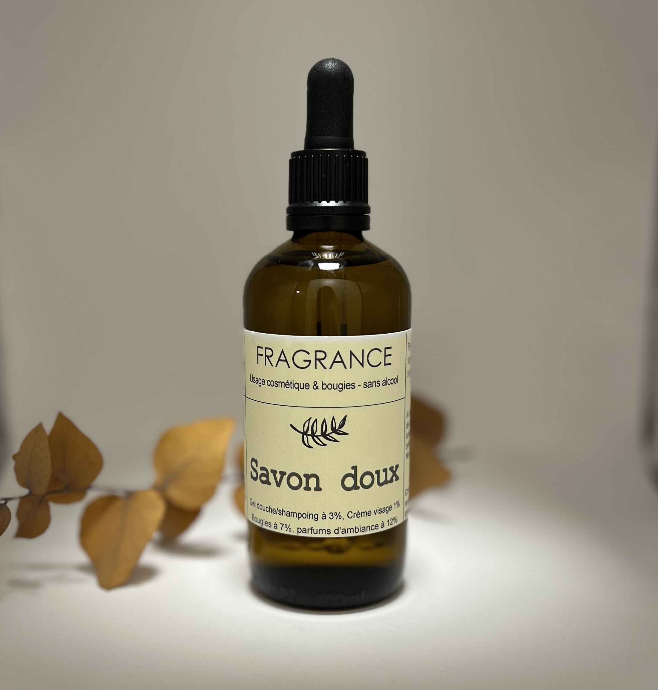 Fragrance, parfum conventionnel pour cosmétiques, savons et bougies, Savon Doux en flacon de 100ml ou 20ml