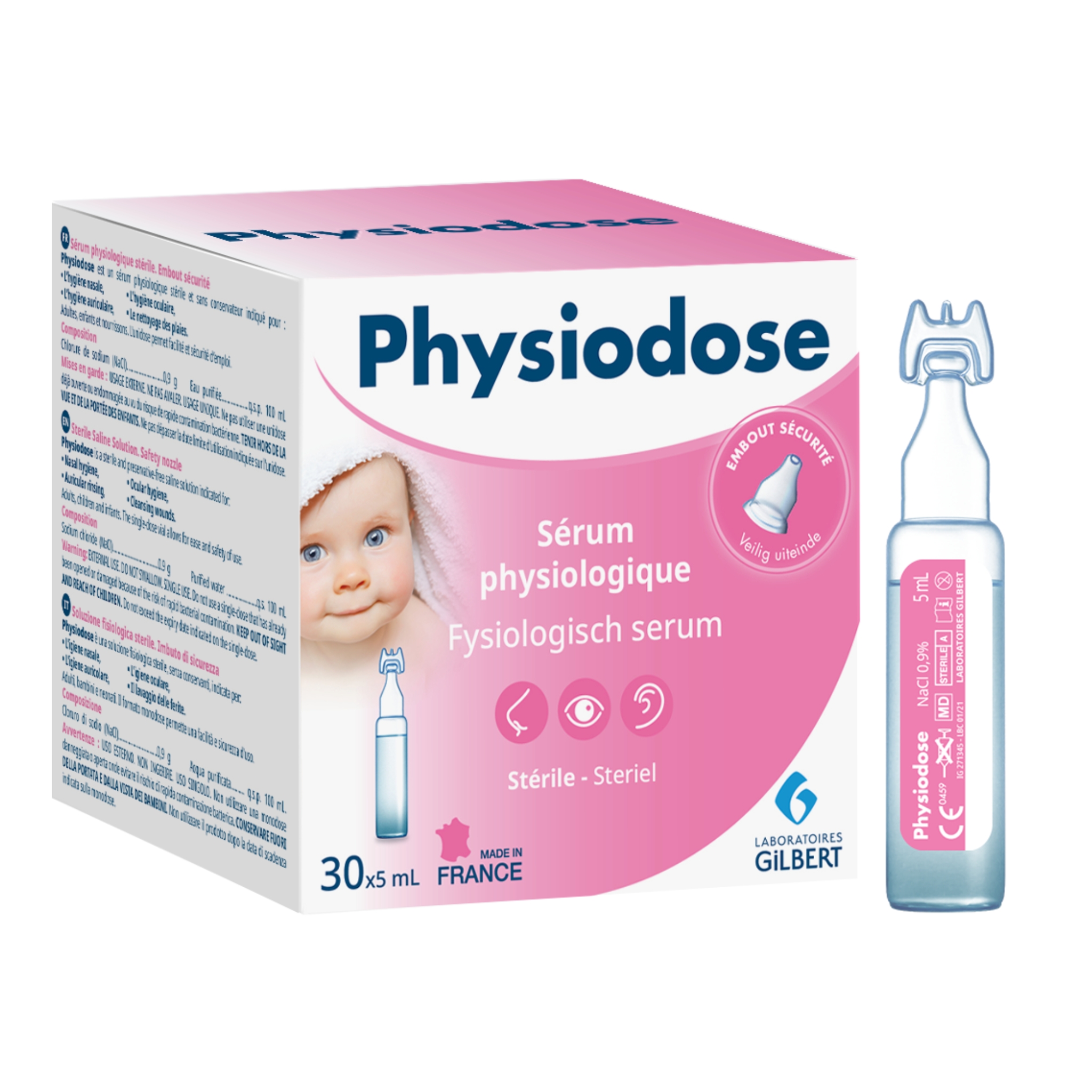 Physiodose, Serum Physiologique, Laboratoires Gilbert, 30 x 5 ml