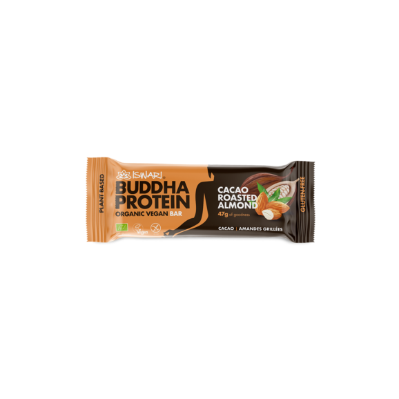 Iswari Buddha Barre proteinée sans gluten, Spiruline, Chia et Citron ou Cacao et amande, 47gr – Image 2