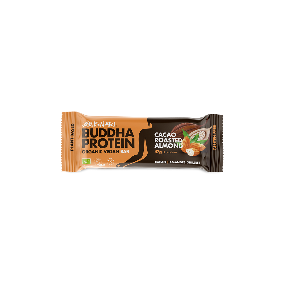 Iswari Buddha Barre proteinée sans gluten, Spiruline, Chia et Citron ou Cacao et amande, 47gr – Image 2