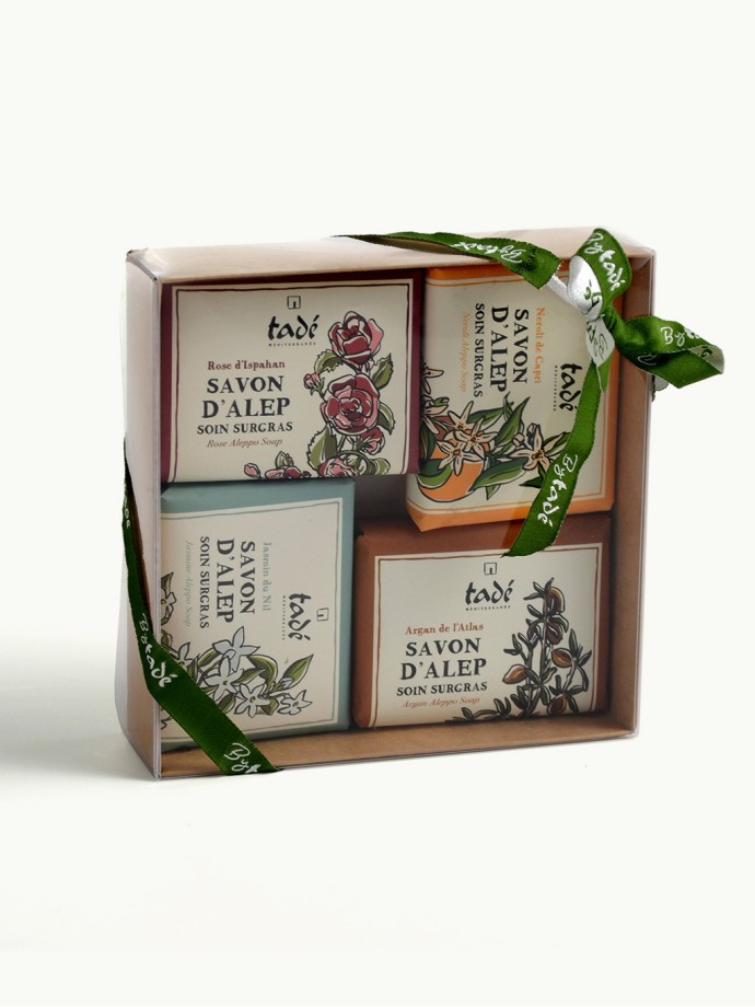 Tadé, Coffret de 4 Savonnettes Méditerranée, 100g pièce