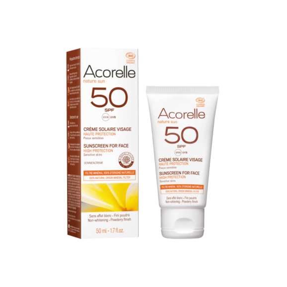 Acorelle Crème solaire visage BIO, SPF50, 50ml