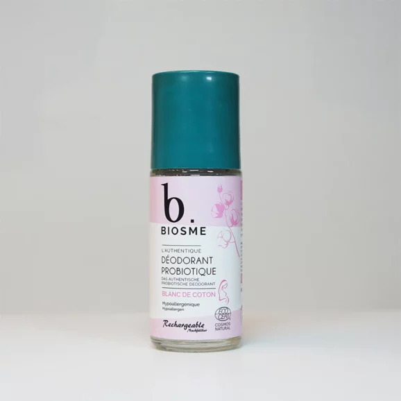 BIOSME Déodorant roll on naturel rechargeable Blanc de Coton 50 ml ou la recharge de 100 ml