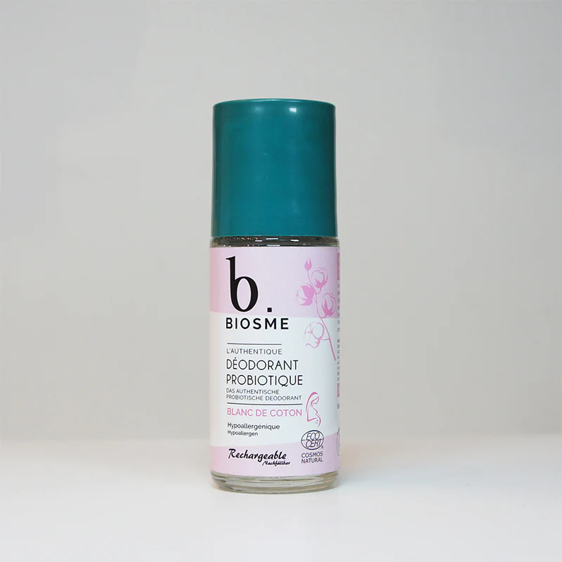 BIOSME Déodorant roll on naturel rechargeable Blanc de Coton 50 ml ou la recharge de 80ml