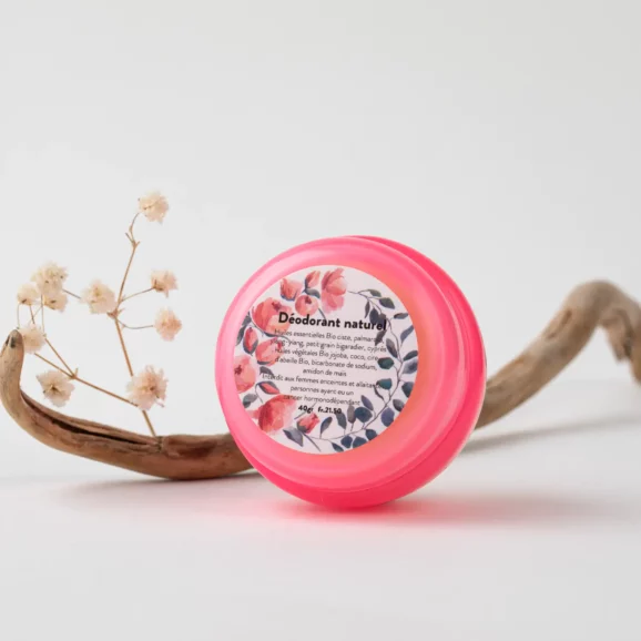 Baume Déodorant naturel, pot rose, 40gr