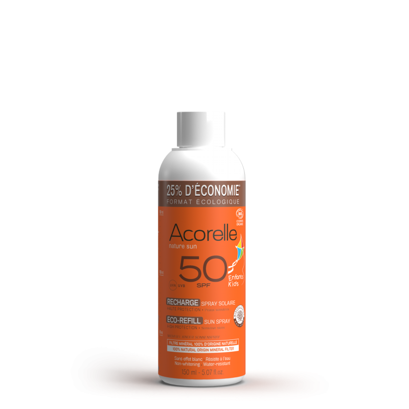 Acorelle recharge Spray solaire enfants BIO, SPF50, 150ml