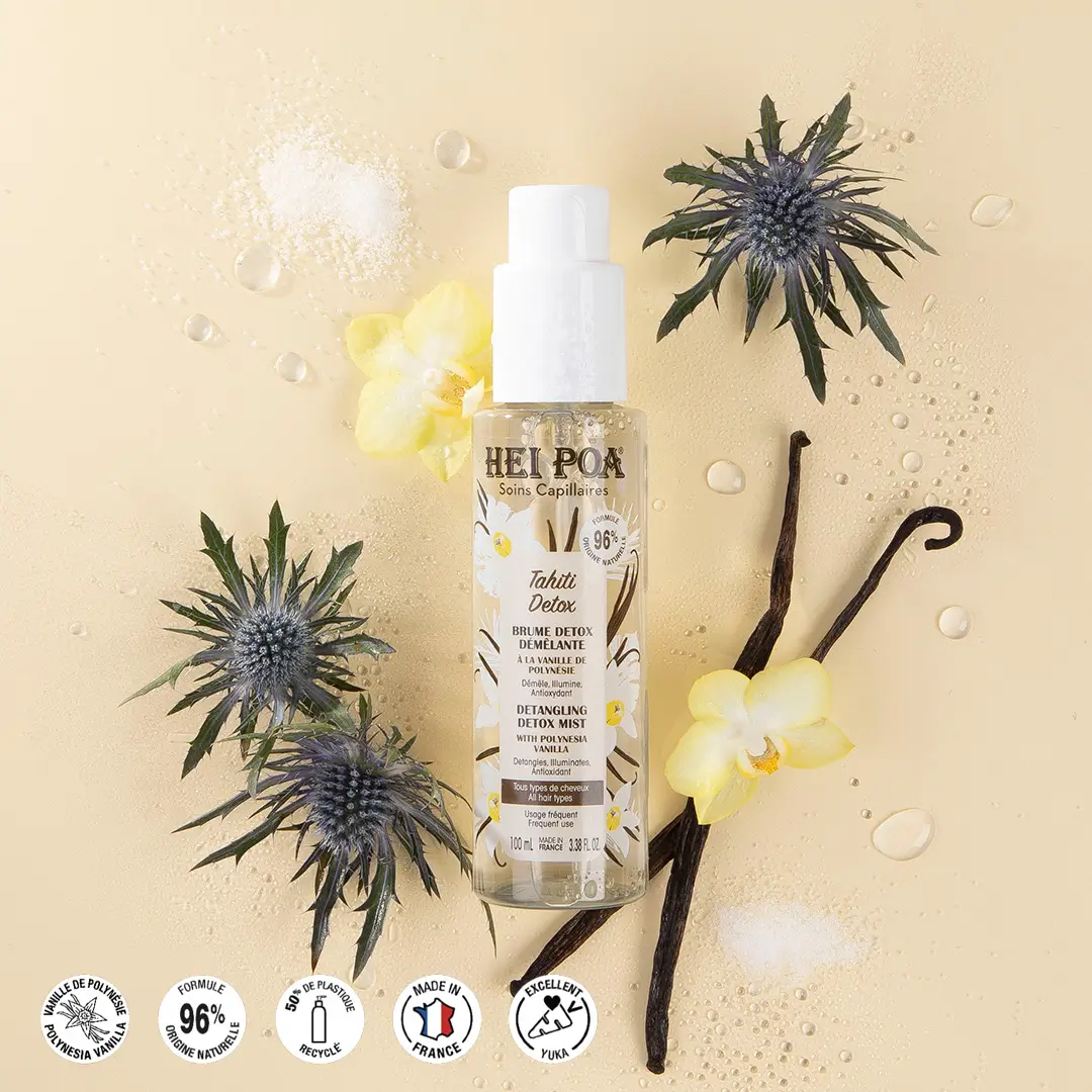 Hei Poa, Brume Détox Démêlante à la vanille de Polynésie, 100ml
