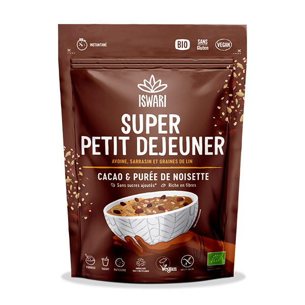 Iswari Super Petit Déjeuner Cacao et Purée de Noisette, 360g