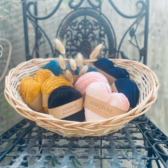 L'Espiègle, Ronds ou cœurs démaquillants lavables, lot de 7 pièces