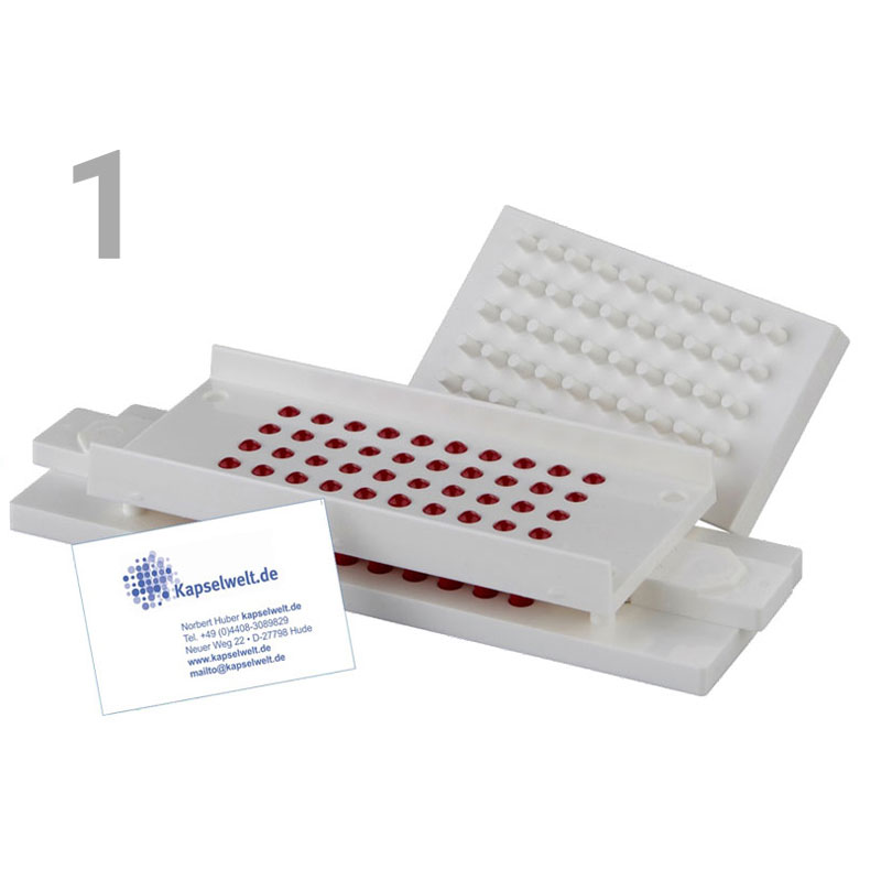 Gélulier Kapselwelt, TAILLE 1, dispositif pour fabriquer ses propres gélules/capsules, 50 capsules
