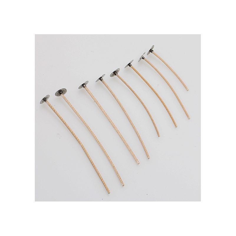 Mèches montées sur socle, Lot de 10 mèches pour bougies en cire de soja ou de colza ou cire d'abeille