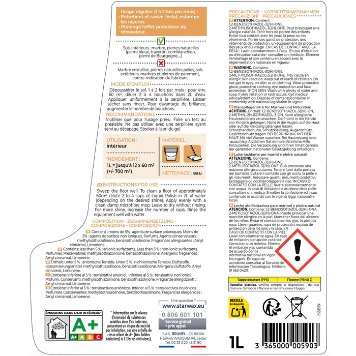 Lait brillance pour Marbres et Pierres naturelles Starwax, 1 Litre – Image 2