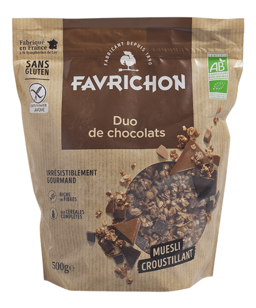Favrichon, Muesli Croustillant Duo De Chocolats 500g, Sans Gluten