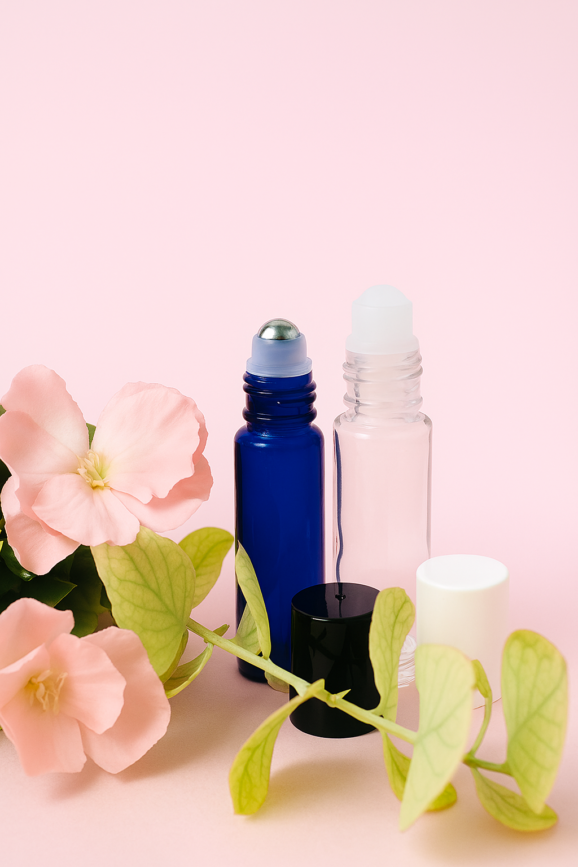 Roll-on, flacon en verre transparent blanc ou bleu 10ml – Image 2